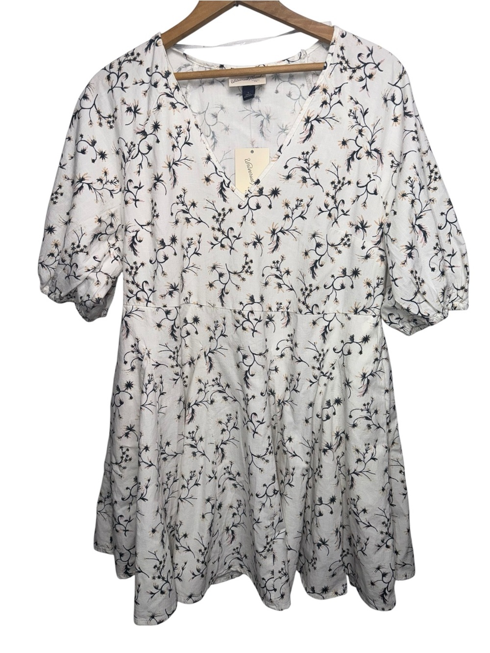 Universal Thread Cream Floral Dress Puff Sleeve Cottagecore Size S - Picture 2 of 6